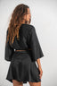 Crop Tie Blouse (Black)